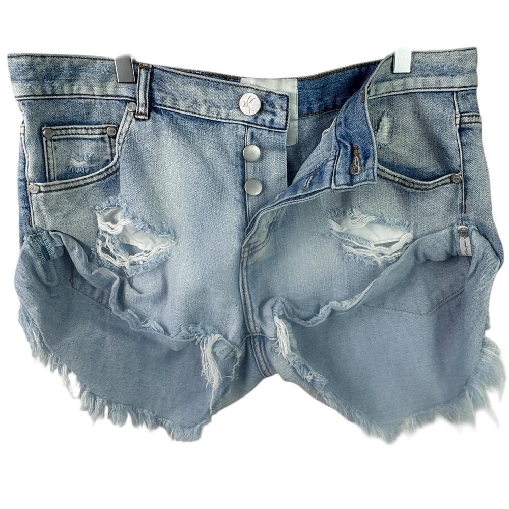 One Teaspoon Bandits Distressed Denim Shorts Sz 31 Slouchy Cutoff Jean Shorts